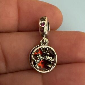 Silver and Red Heart Charm Pendant
